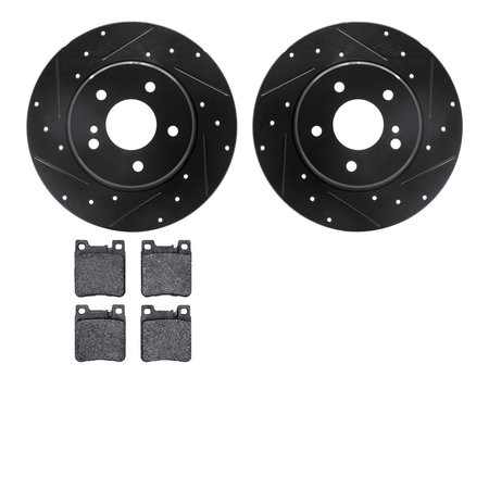 DYNAMIC FRICTION CO 8302-63054, Rotors-Drilled and Slotted-Black with 3000 Series Ceramic Brake Pads, Zinc Coated 8302-63054